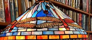 Antique Tiffany Studios Reproduction Red Dragonfly Leaded Glass Lamp Shade