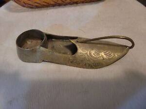Vintage Brass Shoe Sandal Slipper Incense Burner Holder India Ornate Floral Etch