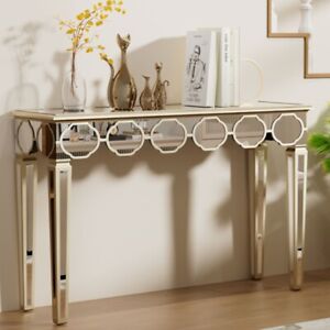 1 2m Ultra Long Mirrored Console Table Gold Rim Lantern Pattern Entryway Table
