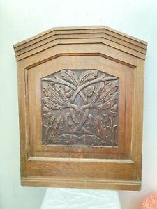 French Antique Carved Panel Door Buffet Oak Wood 26 X 20 Art Deco Acorns Wall