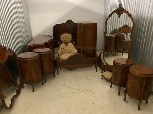 Fabulous Vintage Highly Carved French Design 11 Piece Bedroom Suite Ca 1920 S