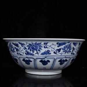15 8 Antique Yuan Dynasty Porcelain Blue White Underglaze Red Luohan Big Bowl