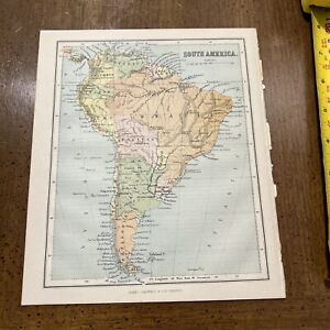 Antique 1869 Map Of South America 8 5 X 7 Inches