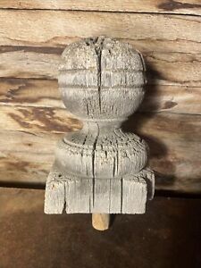 Vintage Antique Weathered Wood Staircase Newel Post Finial Cap Topper 4 X 7 5 