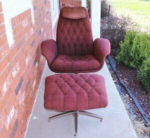 George Mulhauser Mid Century Modern Lounge Chair Ottoman Set Original Fabric