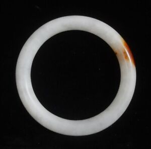 5 9cm Old Chinese Hand Carving White Brown Nephrite Jade Women Bangle