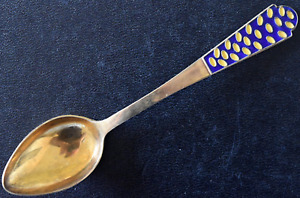 Old Russian Silver Enamel Spoon Marked 916