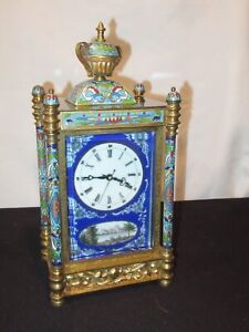 Enamel Cloisonne Clock Chinese Antique Export Enameled Women Lady Art Q561 