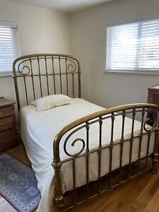 Circa 1900 Antique Full Extra Long Brass Bed