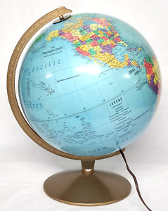 Vintage 1970s Replogle 2000 Illuminated Light Up Globe 12 Topography Ussr