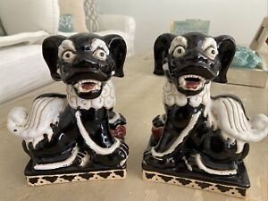 Antique Ceramic Foo Dogs Purchased In Bangkok In The 1950 S 
