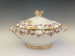Antique Haviland Oyster Seafood Tureen Hand Painted W Oyster Shell Top H2121