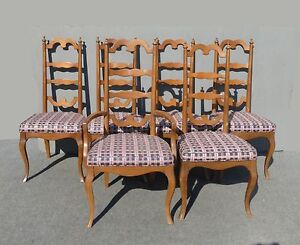 Six Vintage Ethan Allen Style French Country Ladderback Dining Chairs