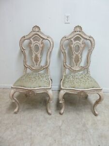 Pair Century Furniture Highly Carved French Dining Room Side Chairs A