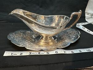 Vintage Ep Ns Gravy Boat Tray 7505 And D 1461 Preowned