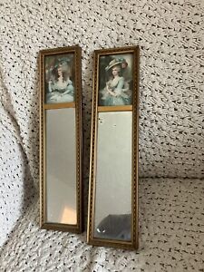 Vintage French Mirror Prints Pair