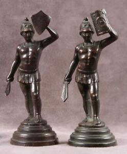 Antique Grand Tour Pair Bronze Roman Centurions 20th Century Fox Props