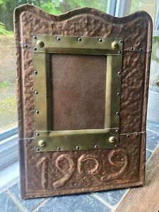 Arts And Crafts Copper Picture Frame Hammered And Dated 1909