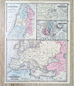 Mitchell 1875 Map Palestine Holy Land Jerusalem Barbarians Roman Empire