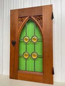 A Stunning Thick Gothic Revival Stained Glass Door Panel 2 