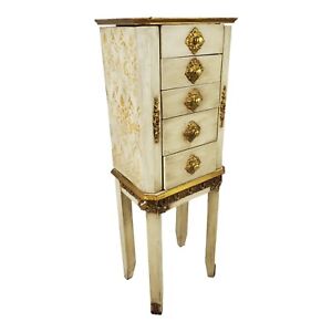 Vintage Louis Xv Style Jewelry Armoire Cabinet Storage Custom Painted French