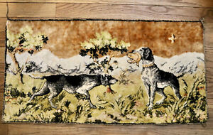 Hunting Dogs Velvet Velour Wall Tapestry Art Vintage Italy Distressed