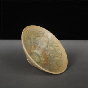Chinese Song Jizhou Kiln Brown Glaze Porcelain Carved Flowers Design Bowl 5 12 