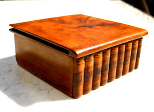 Antique Sorrento Ware Puzzle Hidden Book Trinket Box Italy Olive Wood