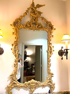 Labarge Vintage French Style Carved Bird Giltwood Wall Mirror 31 X60 