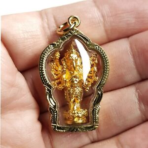 Golden Ganesha Hindu God Ganesh Amulet Pendant Gold Micron Case
