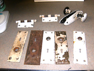 Antique Vintage Door Salvaged Hardware Knobs Back Plates Hinges