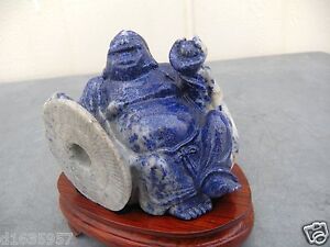 China 627 Grams Lapis Lazuli Buddha With Wood Pad 