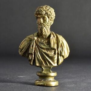 Lucius Verus Roman Emperor Solid Bronze Bust Statuette Cire Perdue Casting
