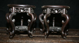 7 6 Old Chinese Black Sanders Wood Dynasty Stool Table Furniture Statue Pair