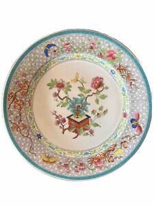 17 Antique Early Worcester 9 Dinner Plates Indian Tree Bowpot Pattern C 1874