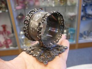 Antique Victorian Art Nouveau Silver Plate Floral Design Figural Napkin Ring