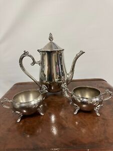 Vintage International Silver Co Coffee Tea Pot With Sugar Bowl And Creamer