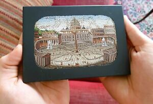 Large 19th Century Italian Micro Mosaic Plaque St Peter S Square Italy Roman