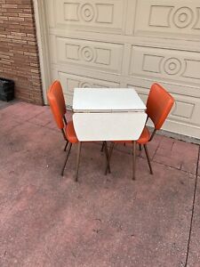 1950s Mid Century Formica Table Drop Leaf W 2 Chairs Vintage