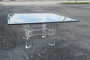 Mid Century Modern Lucite Glass Top Coffee Table 2359