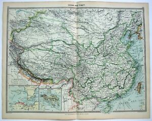China Tibet Original Map C1906 By G Philip Son Antique Iran