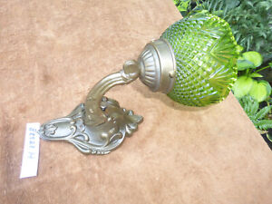 Vintage Antique Victorian Iron Wall Sconce Green Cut Glass Shade 82523 H