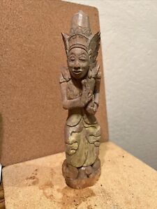 Antique Wood Carving Of Goddess Possibly Bali Indonesia 1930s