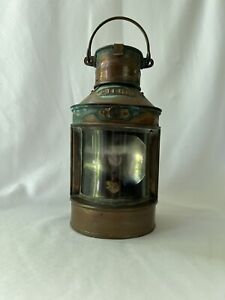 Vintage Tung Woo Brass Nautical Ship Stern Oil Light Lantern Made In Hong Kong