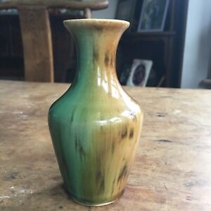 Antique Chinese Monochrome Small Green Brown Glazed Vaze Beautiful Free Ship 