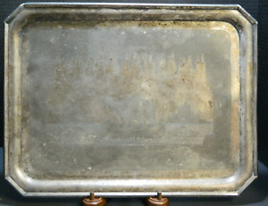 Antique Meriden Northern Expedition Polar Bear Silverplate Tray 16 5 X12 5 Gd V