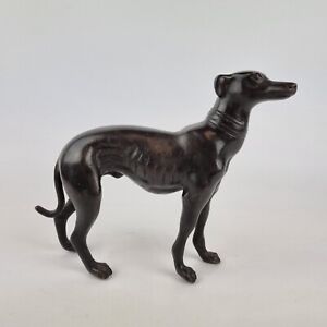 Vintage Bronze Figure Of A Greyhound Whippet Dog 16cm Long