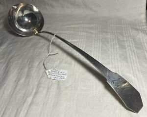 1810 Antique Coin Silver Soup Ladle Large Spoon 1800s Joseph Keeler Norwalk Ct