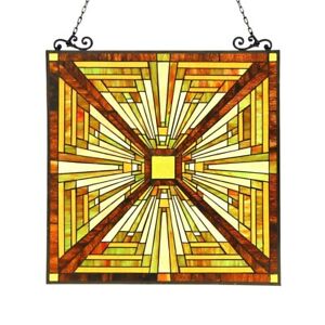 26 Stained Glass Tiffany Style Window Panel Mission Arts Crafts Suncatcher