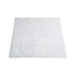 Surface Mount Ceiling Tiles 0 01 X24 5 X24 5 Faux Tin Metal Matte White Case